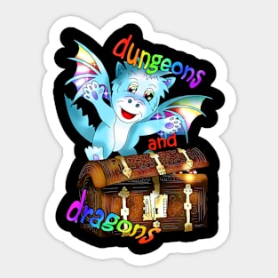 Mimic chest with cute dnd dragon Sticker